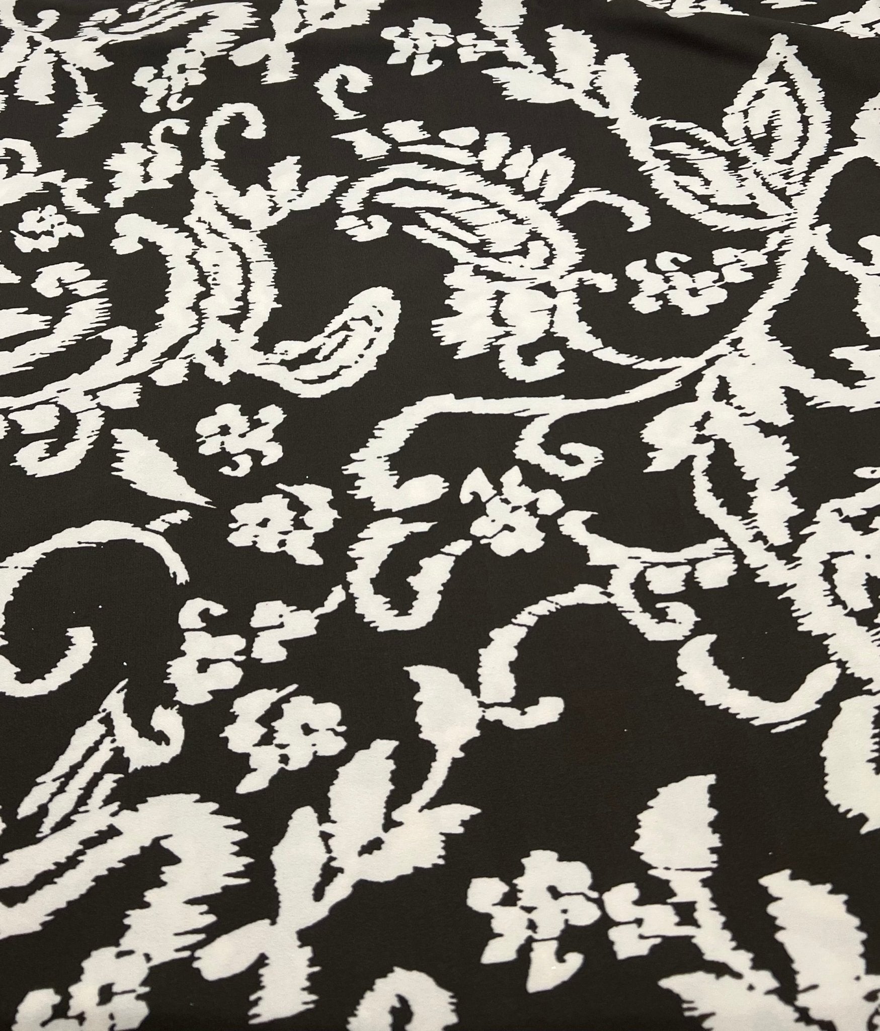 Beige Print Floral Print ITY Fabric 2 Way Stretch - T9 Fabrics